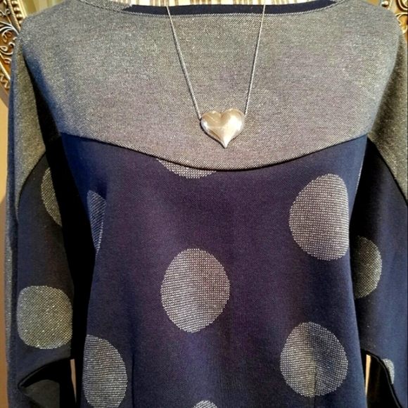 Anthropology Navy & Silver Polka-dot Top. Brand New! - Picture 2 of 10